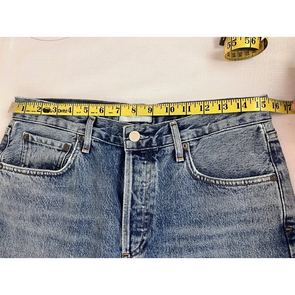 AGOLDE Denim Shorts Womens 28 Blue Excellent Raw Hem Button Fly High Rise